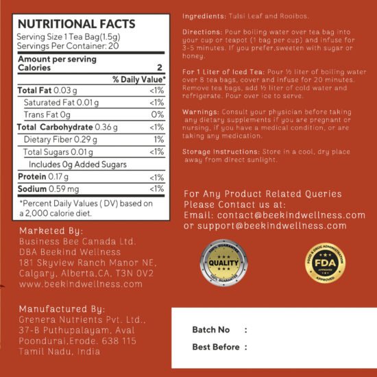 Tulsi Rooibos Infusion - 20 Tea Bags - Image 3