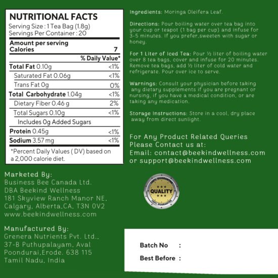 Moringa Herbal Infusion - 20 Tea Bags - Image 3